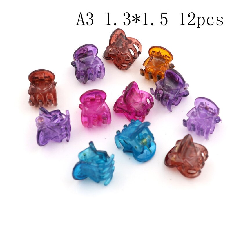 12pcs/set Plastic Mini Hairpin Hair Clip Clamp For Girls Hair Claw Clips For Kids Simple Hair Ornament: A3