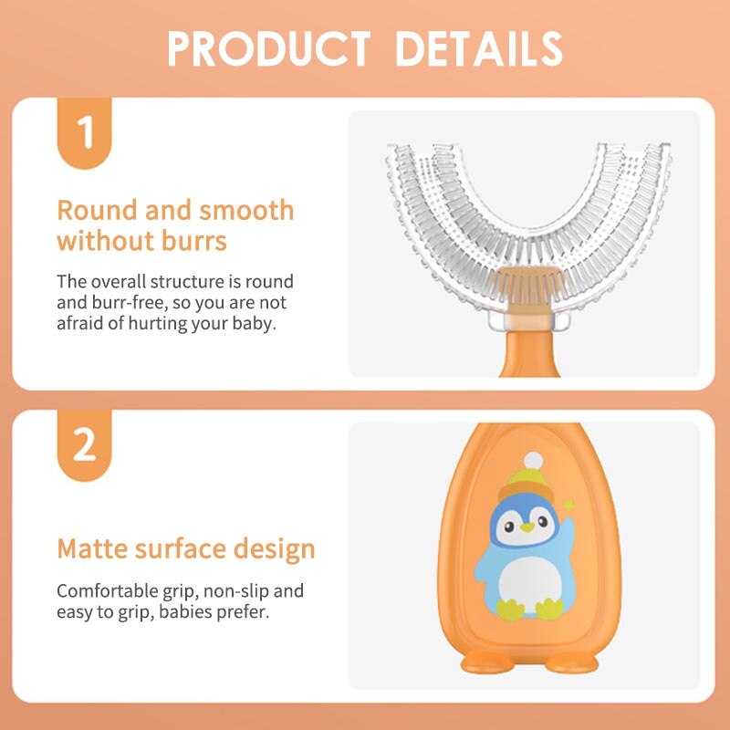 1Pcs U-Vorm Handleiding Vloeibare Siliconen Kinderen Teethbrush Leuke Cartoon Kinderen Tanden Reinigen Tandenborstel Oral Care
