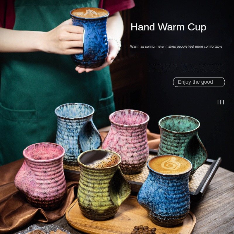 1 unidad, taza de café de cerámica creativa de 500ml, cerámica cambiada con horno, bonitas tazas de té, taza de té de Kung Fu,