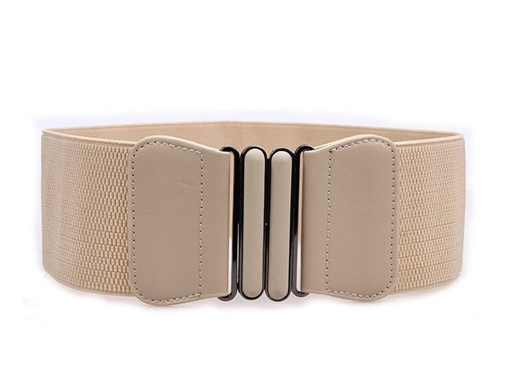 Cinturón elástico para mujer corsé negro elástico faux cuero cinturones para mujer boda accesorio vestido cintura costura cintura ancha sello: Beige