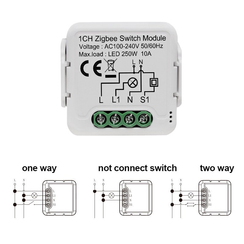 1/2/3/4CH Zigbee Smart Switch Modul Mit Netural Drahtlose Licht Schalter Relais AC100-240V Voice Control mit Google Home Alexa: 1CH Zigbee Module