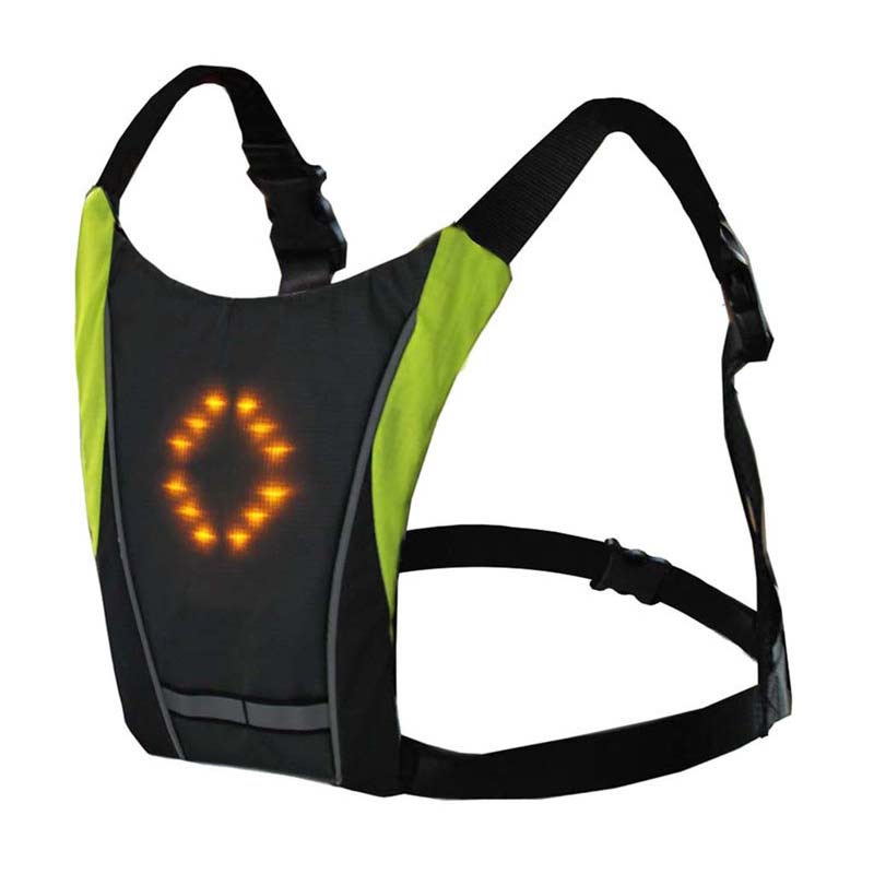 Fietsen Led Light Vest Met Draadloze Veiligheid Richtingaanwijzer Voor Rijden 'S Nachts: Black