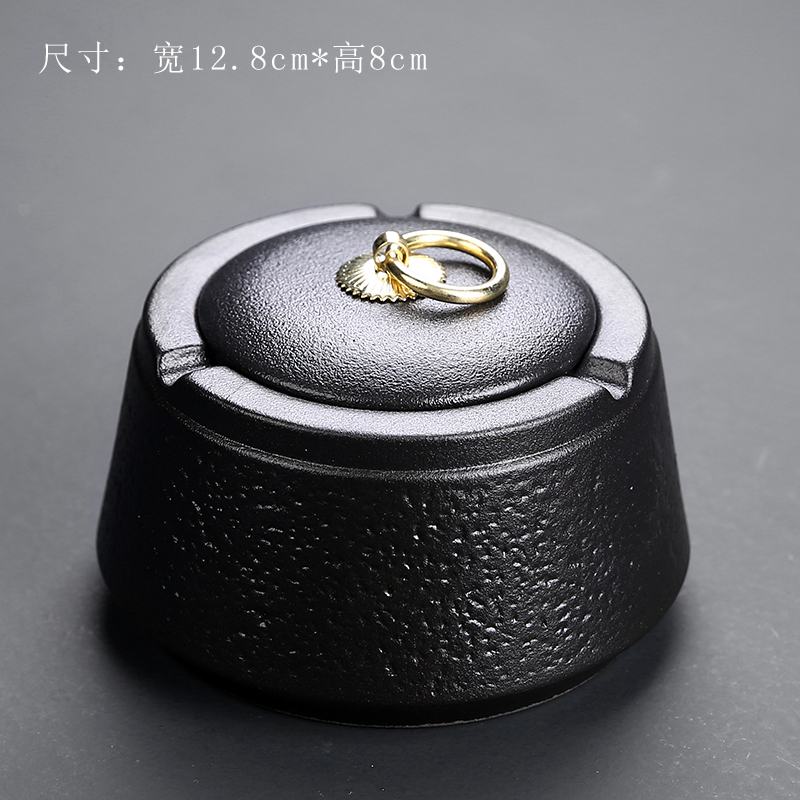 Cenicero de cerámica con tapa para el hogar, Cenicero de Estilo Vintage para sala de estar, mesa de té, suministros de decoración de oficina: Morado