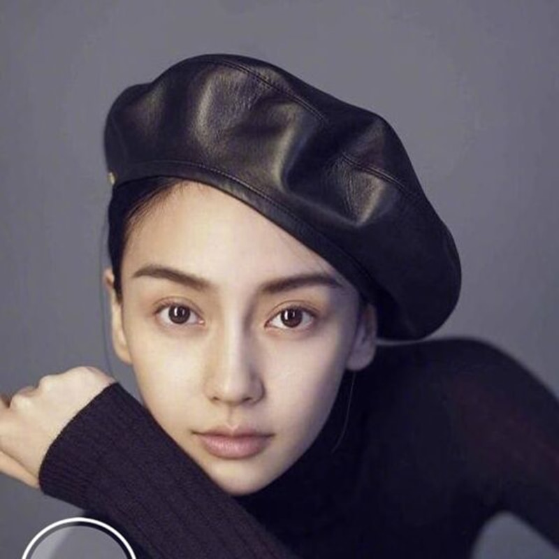 Jiangxihuitian mærke filt pu læder baret hat kvinder kasket kvindelige dame hue baret piger til forår og efterår