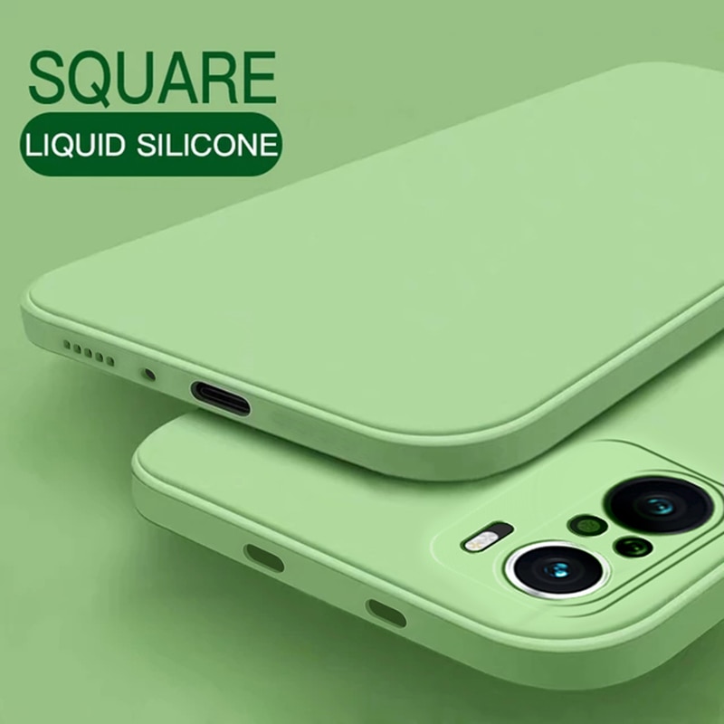 Original Square Liquid Silicone Case For xiaomi redmi k40 Pro poco F3 Soft Silicone TPU Cute Color Cover Coque Luxury Fundas