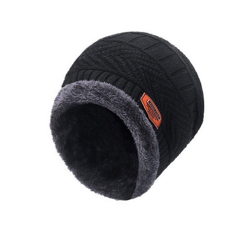 Winterstrickmütze für damen und herren, warm und dick gefüttert, mit samtfutter, Schließfach geschnitten, mit schal, marken-wintermütze, skimaske: Eine -7-1pc