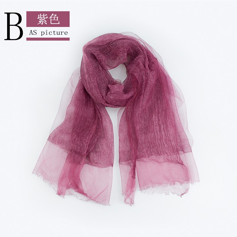 Luxe Solid Real 100% Zijde Zomer Rimpel Sjaal Vrouwen Shawl Lange Soft Wrap: 11