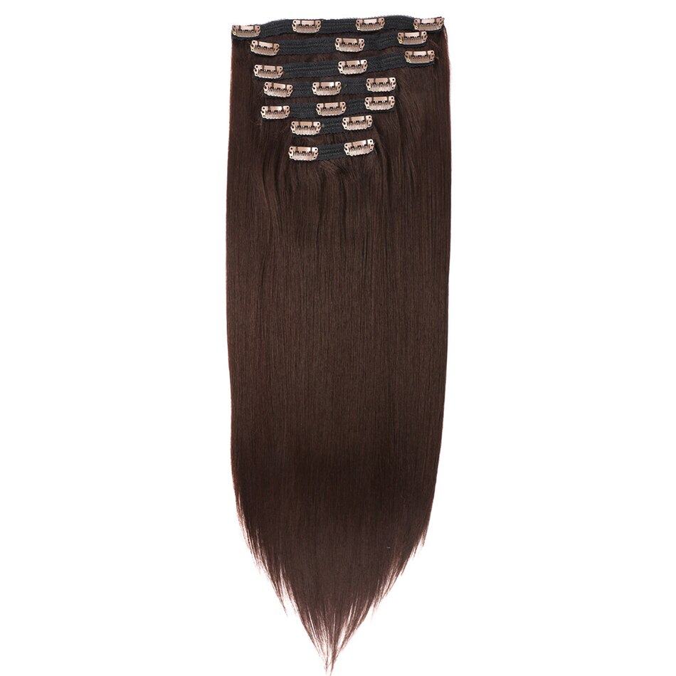 Synthetic Silky Straight Clip In Hair Extension with 20Clips 24Inch 140g Natural Color Hairpieces For Women By Icon: #4