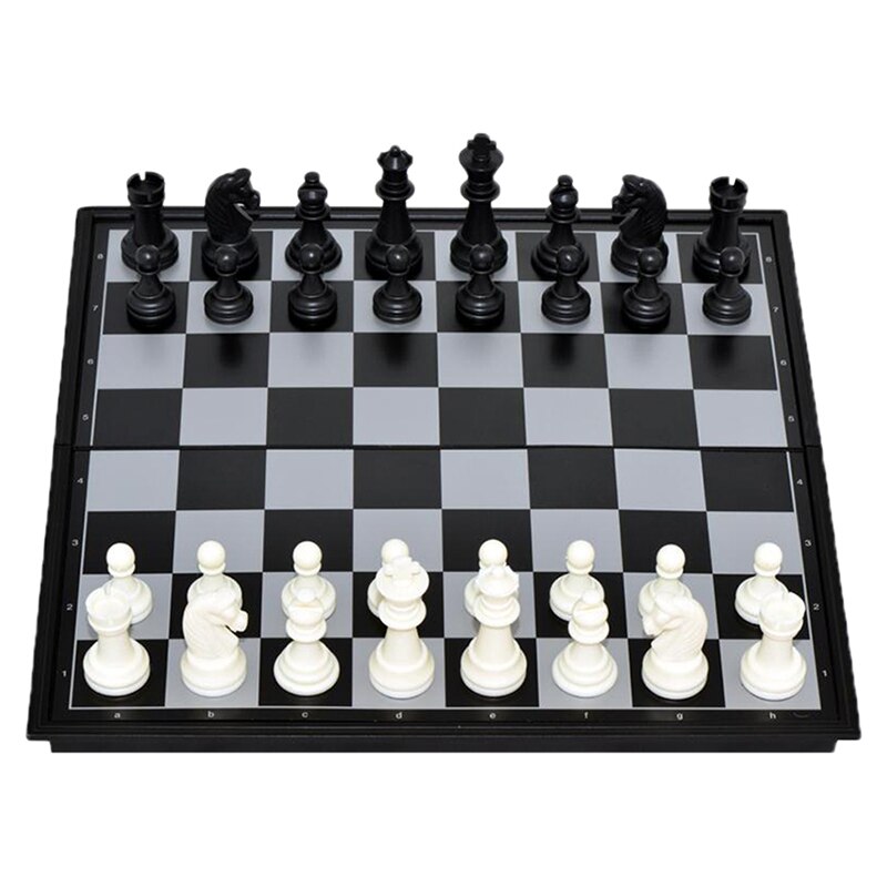 Portable Travel Magnetic Board Wooden Tournament Chess Set Plastic Pieces Kids