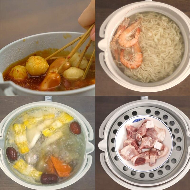 Olla plegable portátil de silicona de grado alimenticio olla eléctrica hervidor de agua contenedor de alimentos calentado caja de almuerzo olla