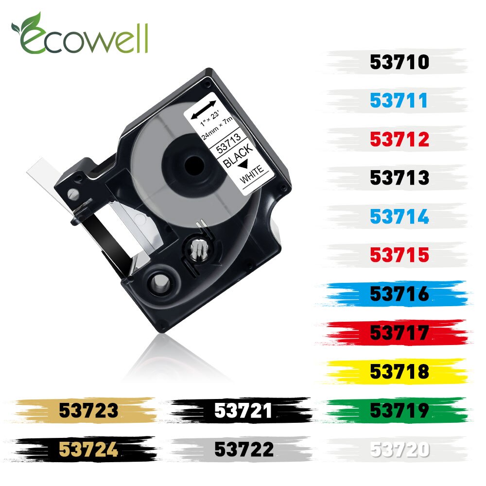 Ecowell 24mm Multicolors 53713 53710 53716 53717 53718 kompatybilny z taśmą drukarki Dymo D1 do drukarki Dymo LabelManage 500TS 450 Duo