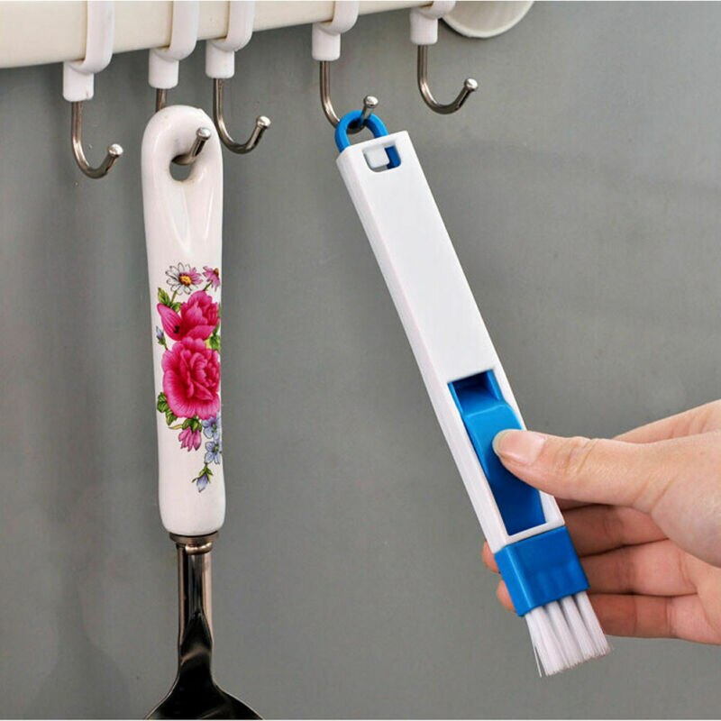 Multipurpose Praktische Raam Deur Toetsenbord Groove Reinigingsborstel Cleaner Stoffer 2 In 1 Huishouden Schoonmaken Tool Willekeurige Kleur