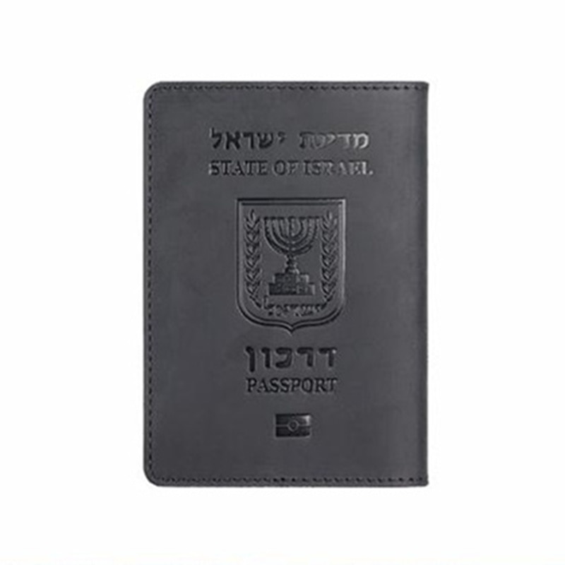 Lederen Israëlische Paspoort Cover Hebreeuws Paspoort Menorah Case Unisex Reizen Portemonnee