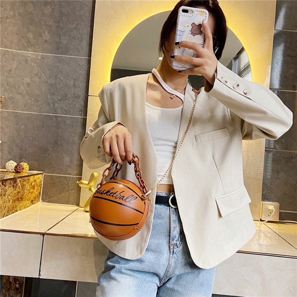 Personality Basketball Purses For Teenagers Women Shoulder Bags Chain Hand Bags Female Leather Pink Bag Small Totes