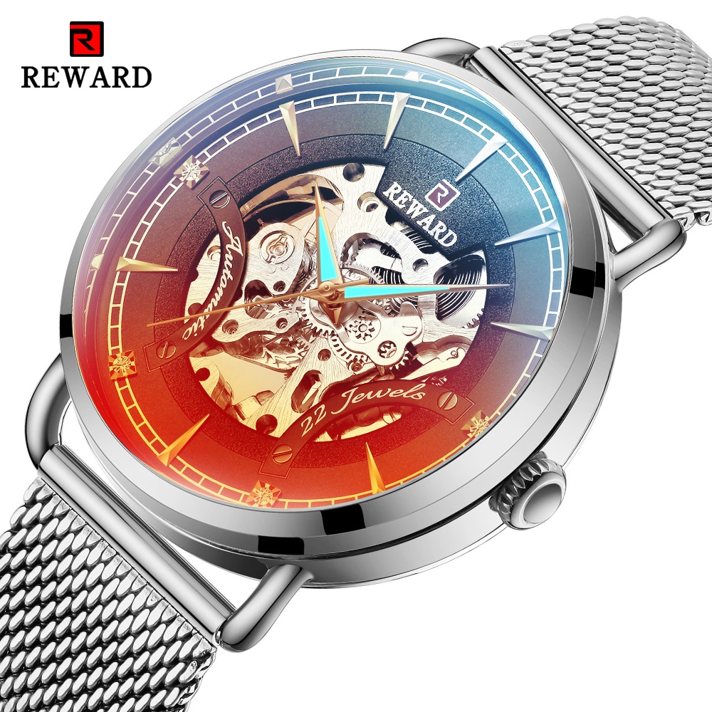 Beloning Mannen Automatische Mechanische Horloges Volledige Staal Waterdicht Horloge Mannen Top Luxe Blauw Mechanisch Horloge Tourbillon