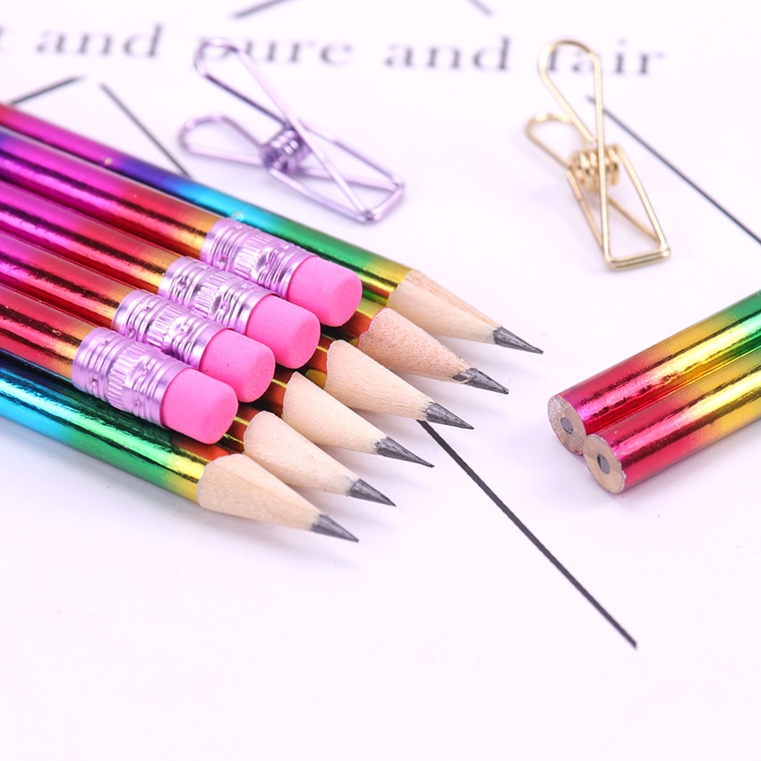12PCS DIY Pencil HB Rainbow Pencil Wooden Pencil Stationery Items Drawing Supplies Cute Pencils School Office Stationery