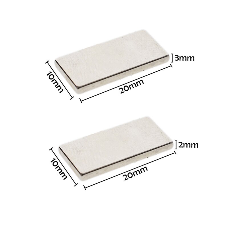 5/10/15/20/50 pces 20x10x 2/3mm ímã de neodímio 20mm x 10mmx2 n35 ndfeb bloco super poderoso imanes magnéticos permanentes fortes