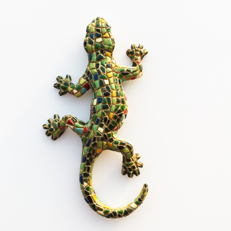 Barcelona, Spain Tourism Commemorative 3D Mosaic Lizard Town House Evil Crafts Magnet Fridge Magnet