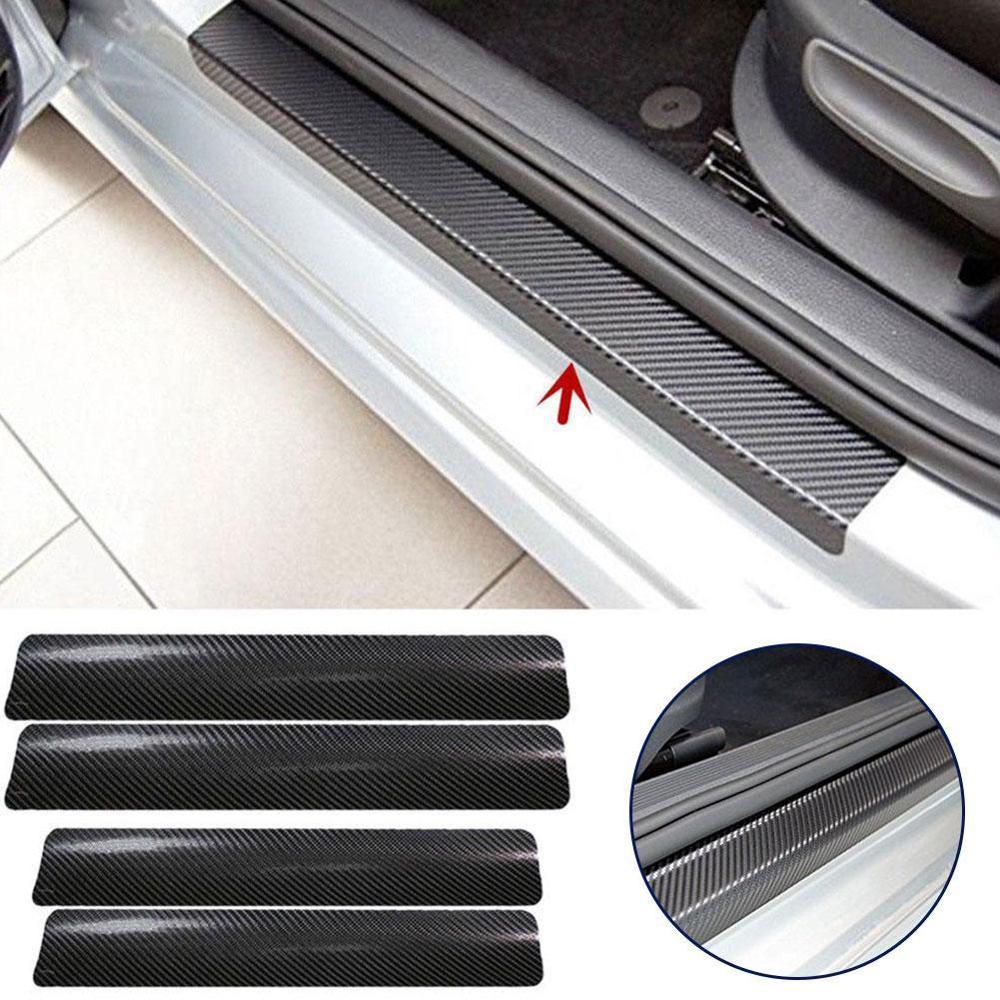 4PCS 60x6.8cm 3D Carbon Fiber Sticker for Automobile Threshold Door Anti-kick Protection Sticker Protective Strip Sticker