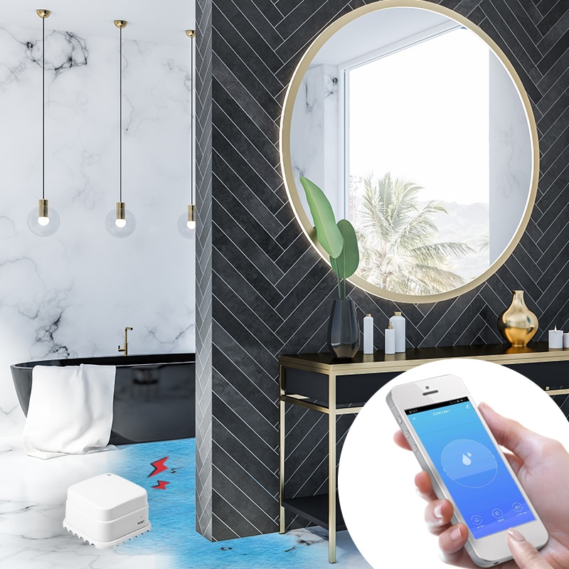 Wifi smart översvämningssensor vattenläckagedetektor översvämningsvarning säkerhetslarm tuya/smart life app fjärrkontroll