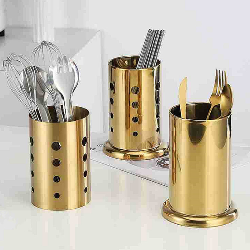 Gold Stainless Steel Chopstick Cutlery Drainer Box Tableware Organizer Rack Spoon Fork Storage Holder Kitchen Accessories