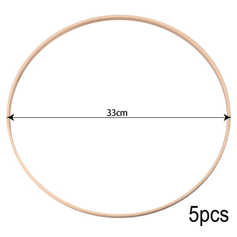 Anneau Macramé en Bambou pour Broderie et Attrape-Guirlande, Idéal pour Panier de Noël Suspendu, Cercle de Croix, en Bois, Fait à la Main, Décoration d&#39;Intérieur, 1 à 5 pièces: 33cm / 1pcs