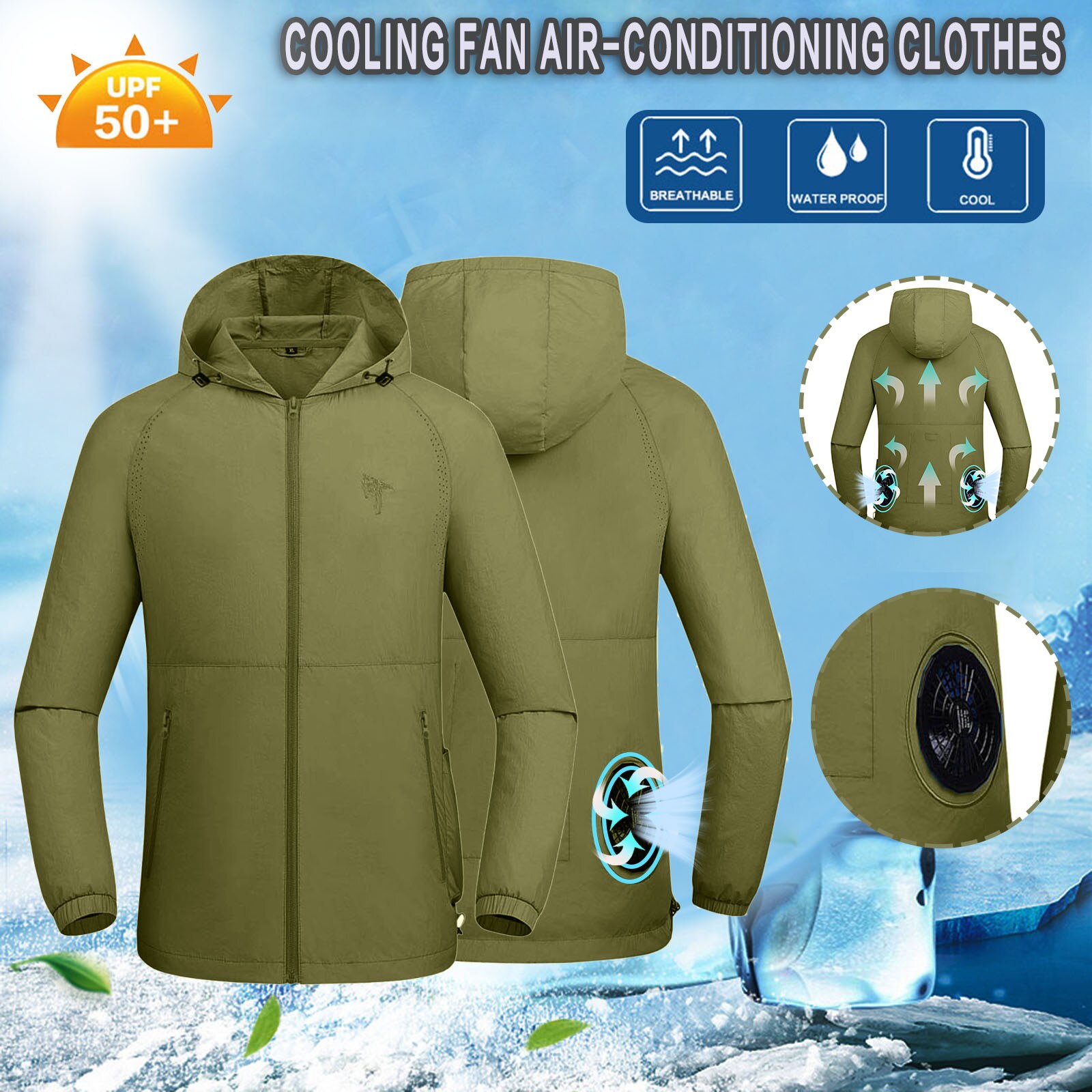 Manteau de pêche pour la chasse et la randonnée, imperméable, pour l'été, veste avec ventilateur frais, climatisation USB,: AG / S