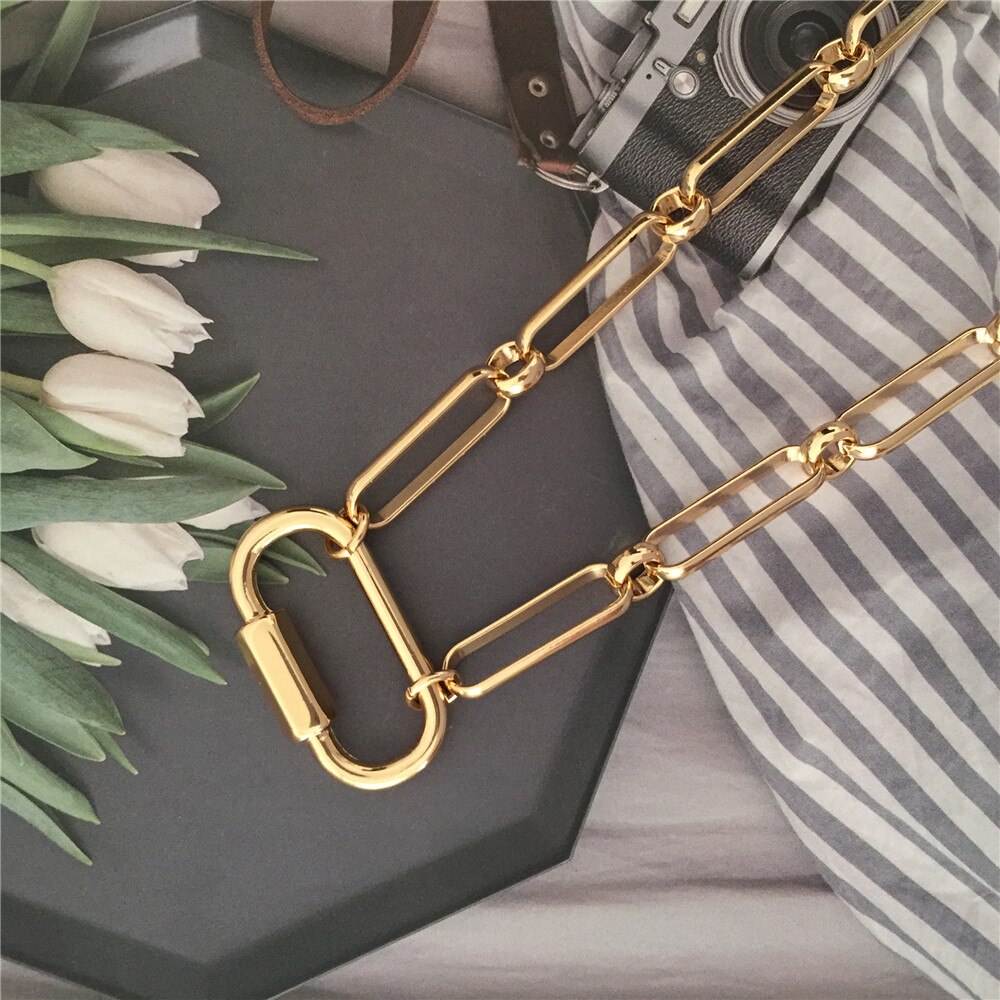 Modern Novelty Special Chain Linked Dainty Necklace Tiny Chain T bar O bar Enclosure Collar Chain For Women Girl