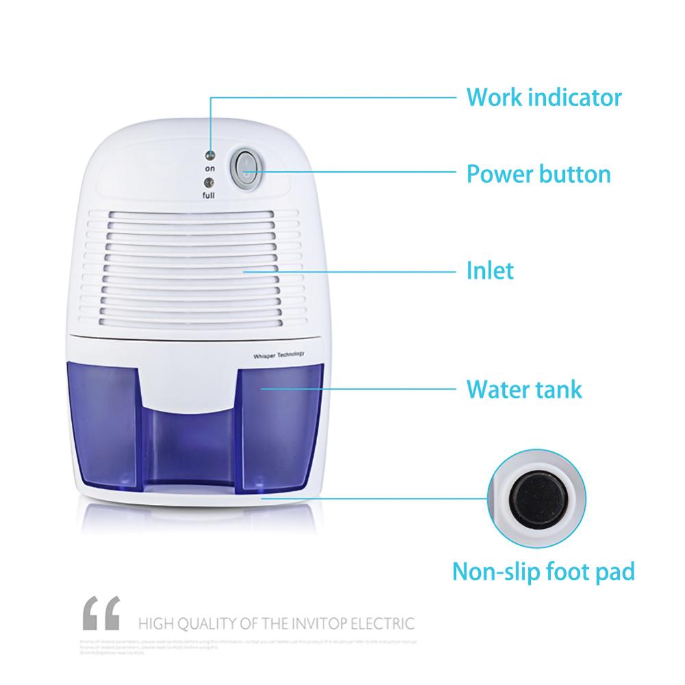 Mini déshumidificateur semi-conducteur sécheur d'air déshydratant absorbeur d'humidité 500ML réservoir d'eau pour armoire maison chambre cuisine bureau