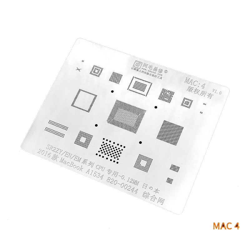 RAM/Wifi/Energie IC/Nand BGA Schablone Für Macbook A1534 820-00044 CPU SR23G BGA reball Zinn Anlage Netz Lot 0,12mm Dicke