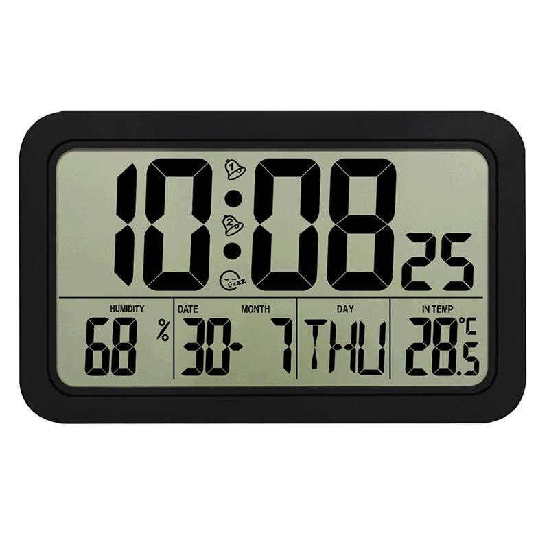 1Pc Digitale Klok Home Digitale Wandklok Desktop Mute Elektronische Eeuwigdurende Kalender Klok Decoracion Salon Casa: Black