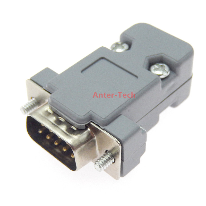 DB-9 DB9 RS232 conector macho hembra con enchufe D-Sub conector PCB de 9 pines carcasa protectora: Plata