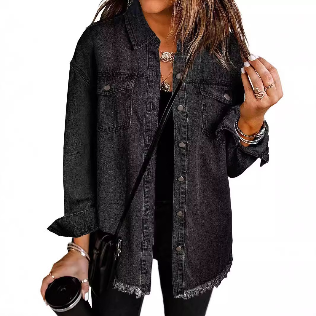 Camisas vaqueras holgadas informales lisas para mujer, camisas y blusas Vintage de gran tamaño para mujer, Tops juveniles a la para otoño 2025