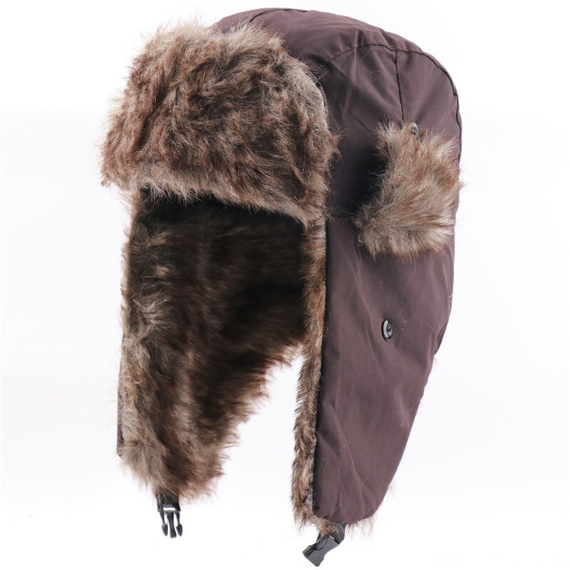 Ushanka-Sombrero con mascarilla para hombre, gorra de invierno cálida, ajustable, rusa, para las orejas con solapa, impermeable: Khaki