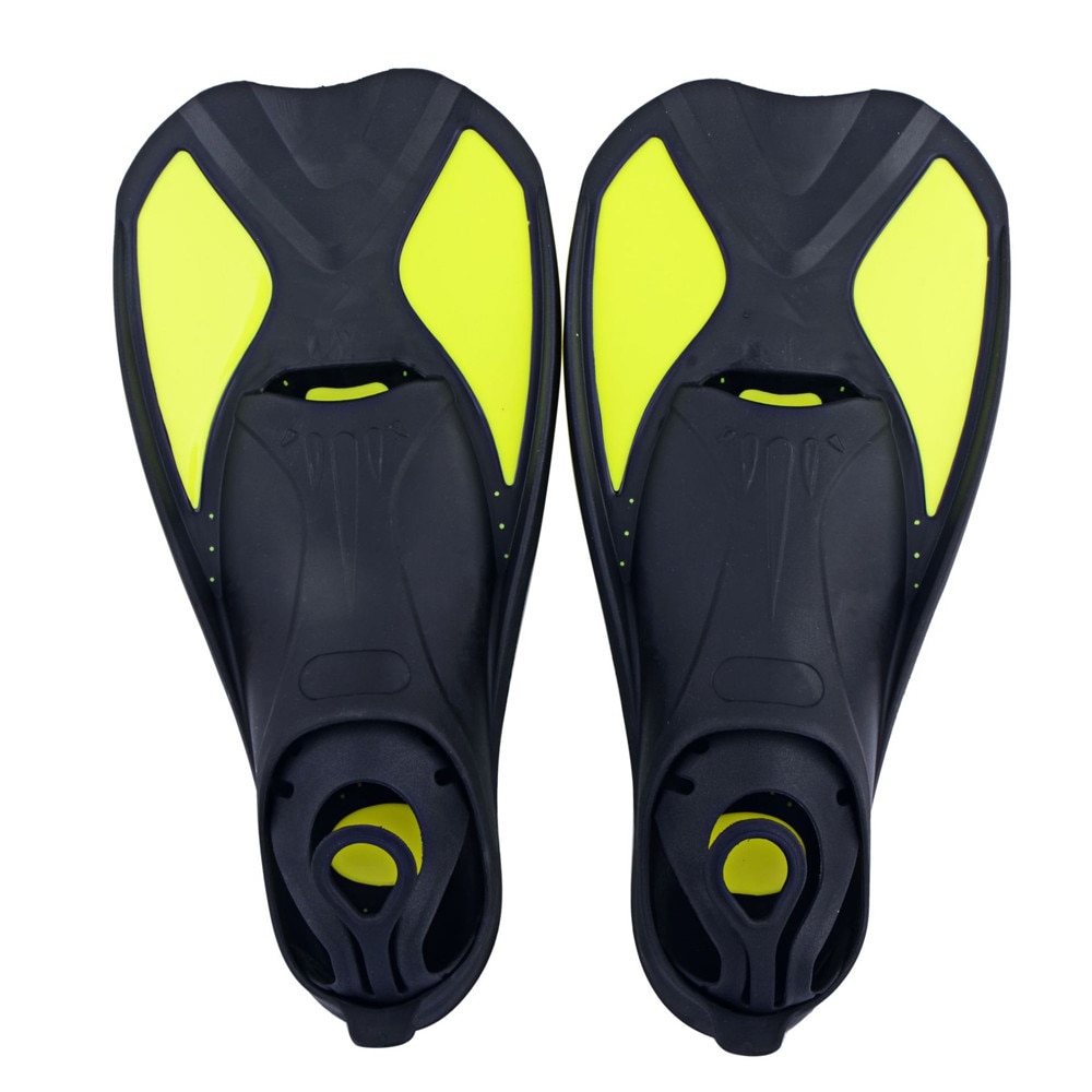 1pair Full Foot Short Fins Scuba Diving Swim Training Flippers Surfing Snorkeling Sock Swimming Fins Adult Flippers Water Shoes: yellow / XL(44-45)