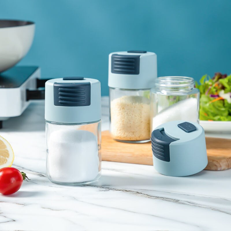 Botella de sal cuantitativa de 5g, frascos de vidrio para especias, suministros de cocina, condimentos, Salero y pimentero, Organizador