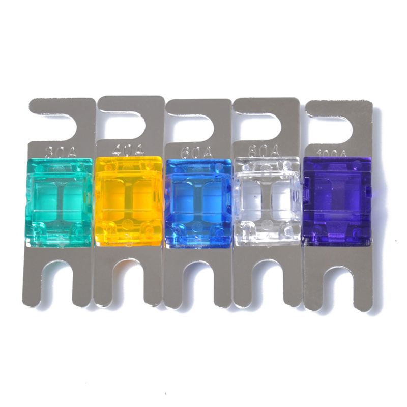 5 stk / sett 30/40/60/80/100a forniklet bilstereo 32v afs mini anl sikringer 1 xcf