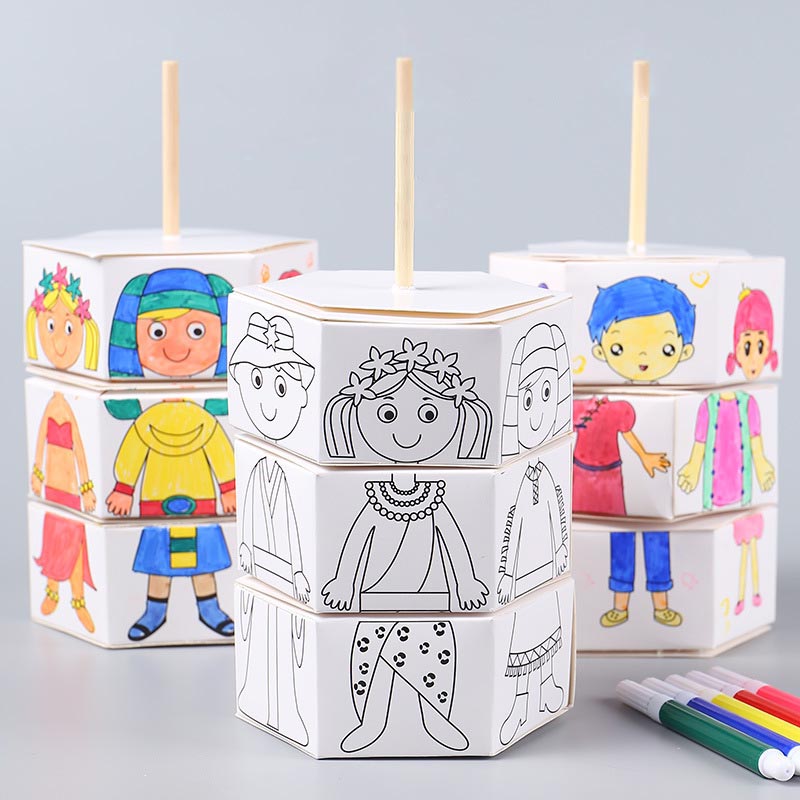 freundlicher DIY Drehbare Handgemachte Spielzeug Kleidung Malerei Kleid hoch freundlicher Kunst Handwerk Farbe Füllung Zeichnung Spielzeug Kindergarten Liefert