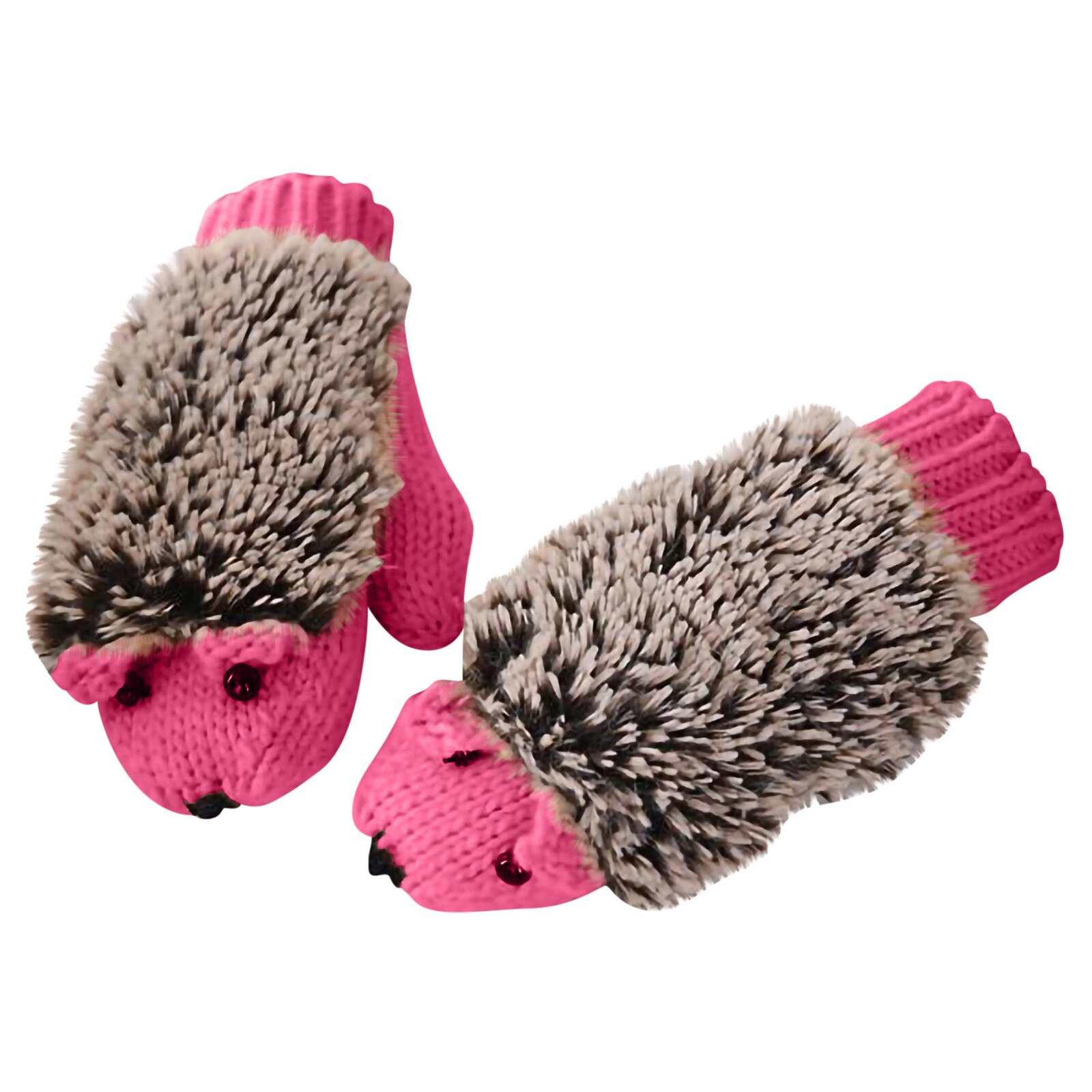 3d Cartoon Animal Girls Novelty Cartoon Winter Gloves For Women Knit Warm Fitness Gloves Hedgehog Heated Villus Wrist Mittens: Hot Pink