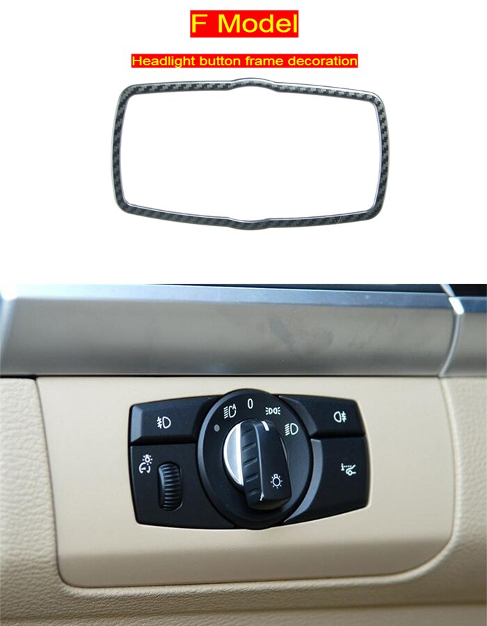 Bil styling interiör knappar panel ram dekoration täcker klistermärken trim för bmw  e70 e71 e72 x5 x6 sav kolfiber tillbehör: F modell kolfiber