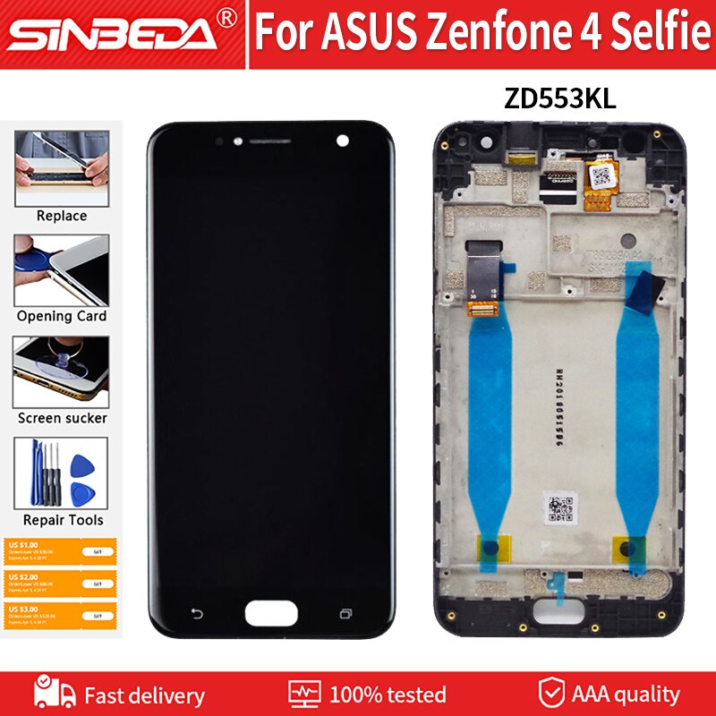 5.5 original digitizer original lcd digitador para asus zenfone 4 selfie zd553kl display lcd e tela de toque com substituição do conjunto do quadro