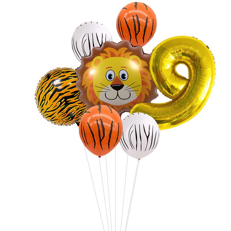 Kids Animal Birthday Party Balloons First Birthday Safari Animal Balloon Bouquet Jungle Animal Ballons Digital Balloon: gold 9
