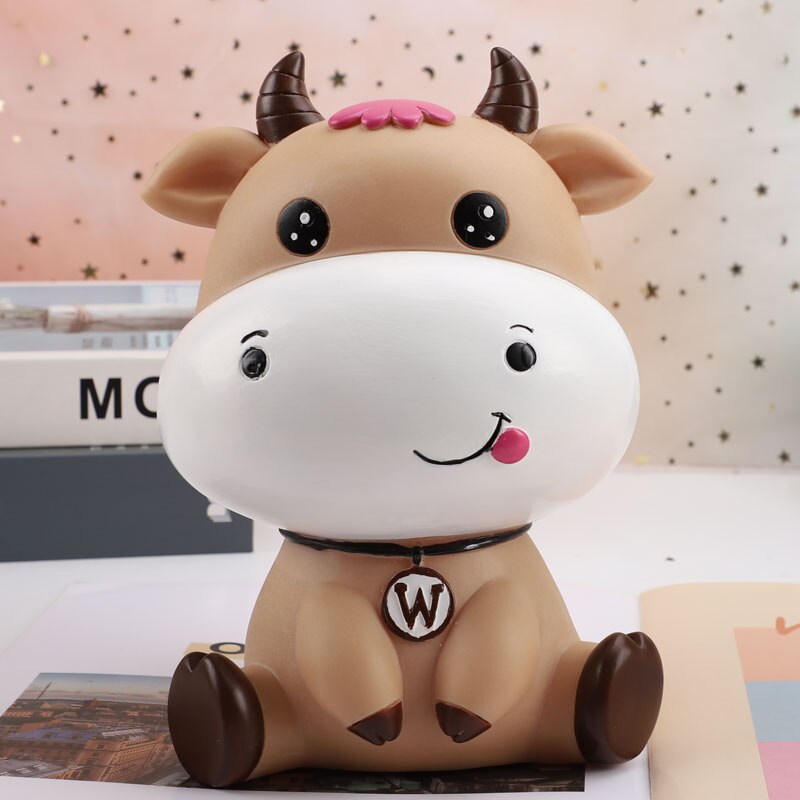 Lovely cartoon cow piggy bank -proof children can save Year of the Ox piggy bank for boys and girls ornaments