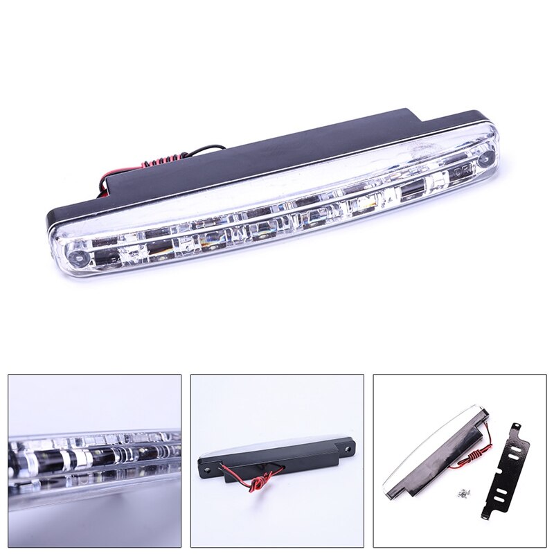 Luz de circulación diurna antiniebla para faros delanteros, luz de conducción diurna blanca de 8led para coche con luces de advertencia de navegación automática, estilo de coche