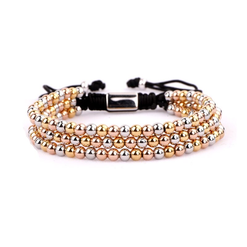 luxury 4mm stainless steel bead men women jewelry bracelet for her/him