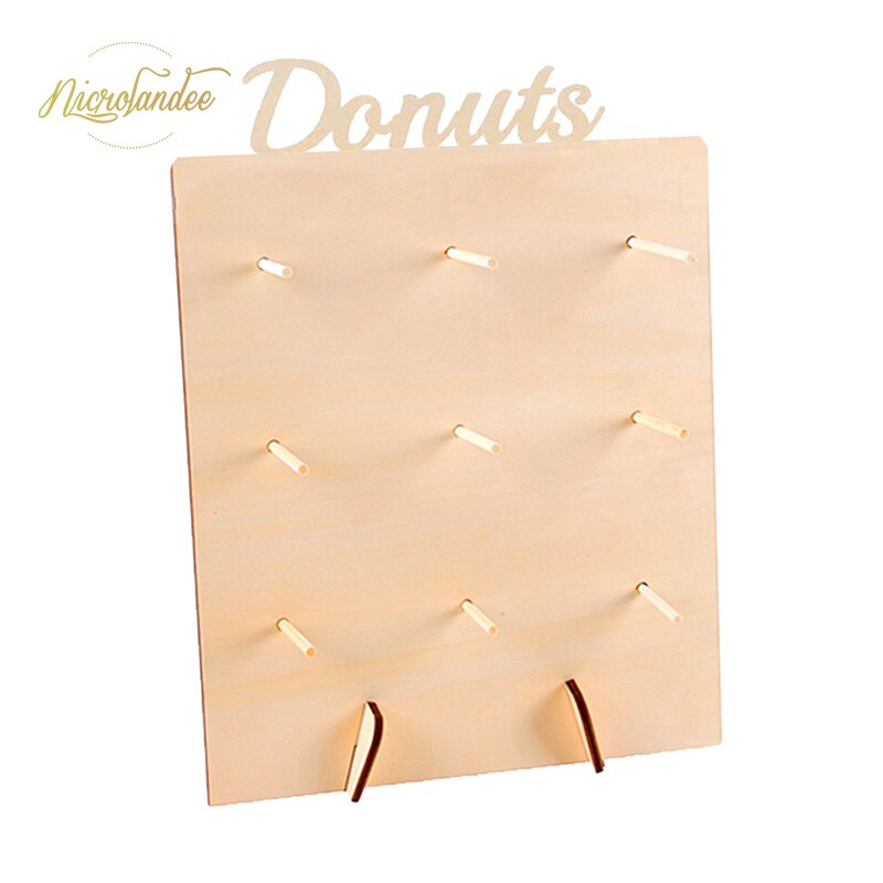 Nicrolandee Hout Donut Muur Display Stand Hout Donut Display Board Voor Bruiloft Verjaardag Baby Shower Bridal Shower Feestartikelen: 03