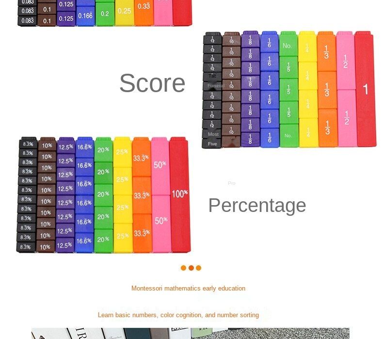 Primary school teaching demonstrator score fractions tiles teaching aids plus minus company score bar mathematics toy