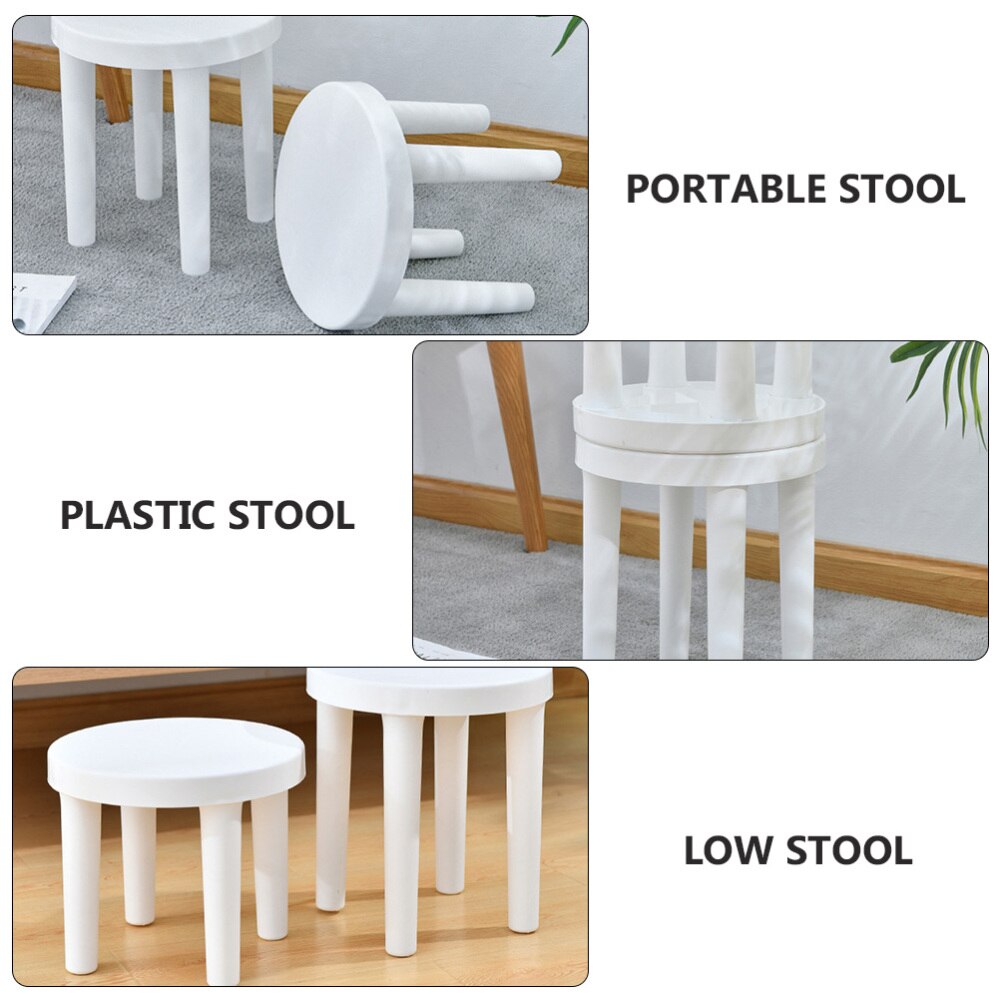 1pc plast liten låg pall badrum antislip rund pall (vit)