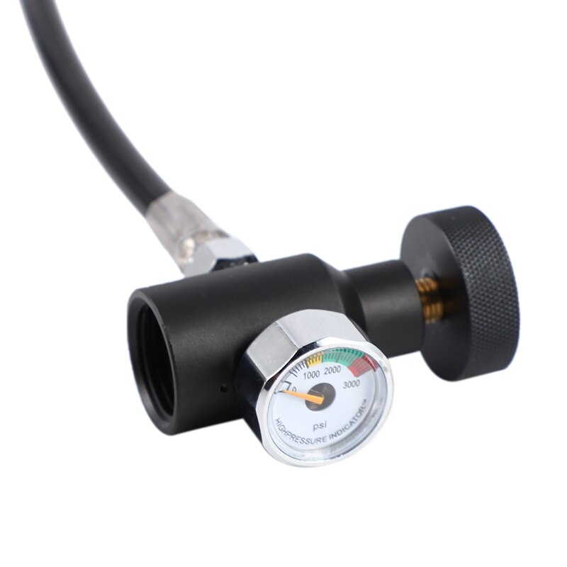 PCP Remote Hose Coil Line with Quick Disconnect & 3000Psi Mini Gauge 2.5M(Extend)