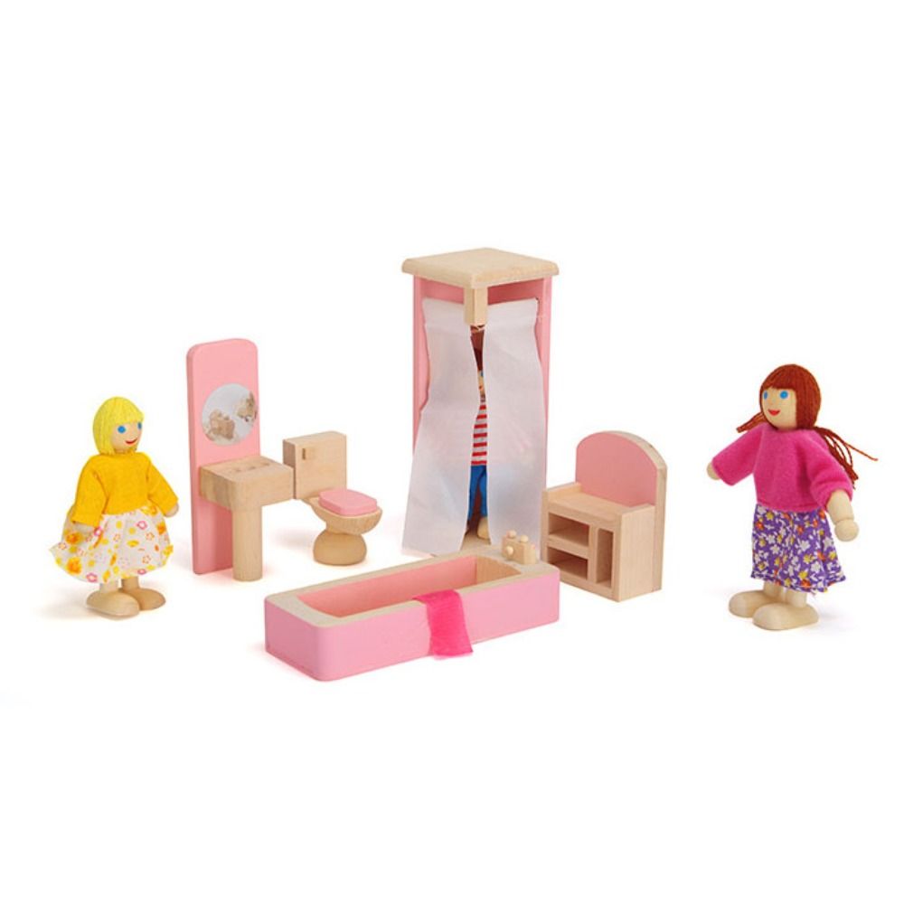Famille de poupées en bois articulées pour jeu de rôle, ensemble de figurines multicolores, pour maison de poupée en bois